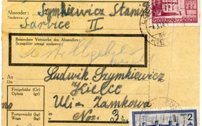 Dowód nadania paczki do więzienia kieleckiego, 1941 r.